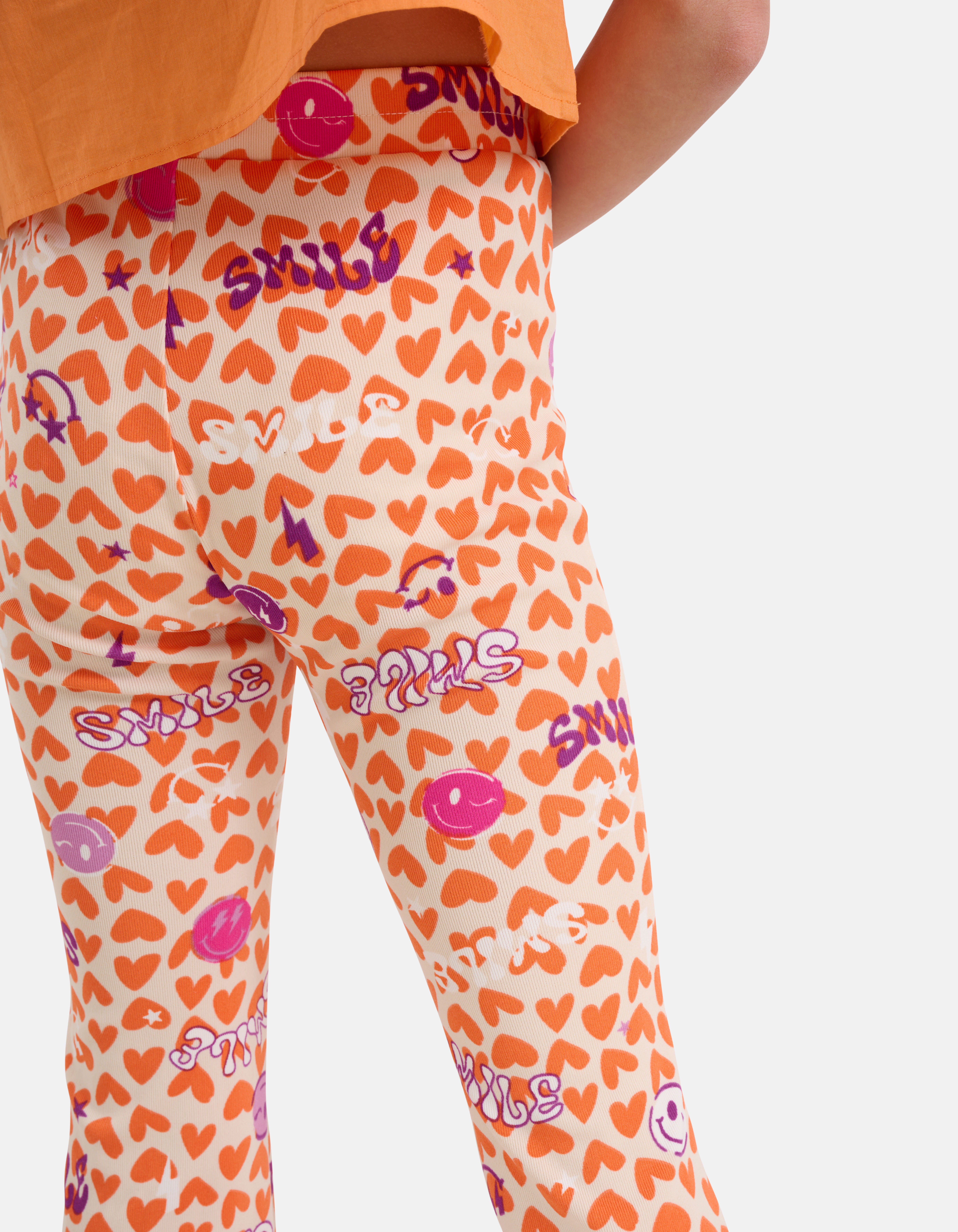 Printed Rib Flared Legging Oranje SHOEBY GIRLS