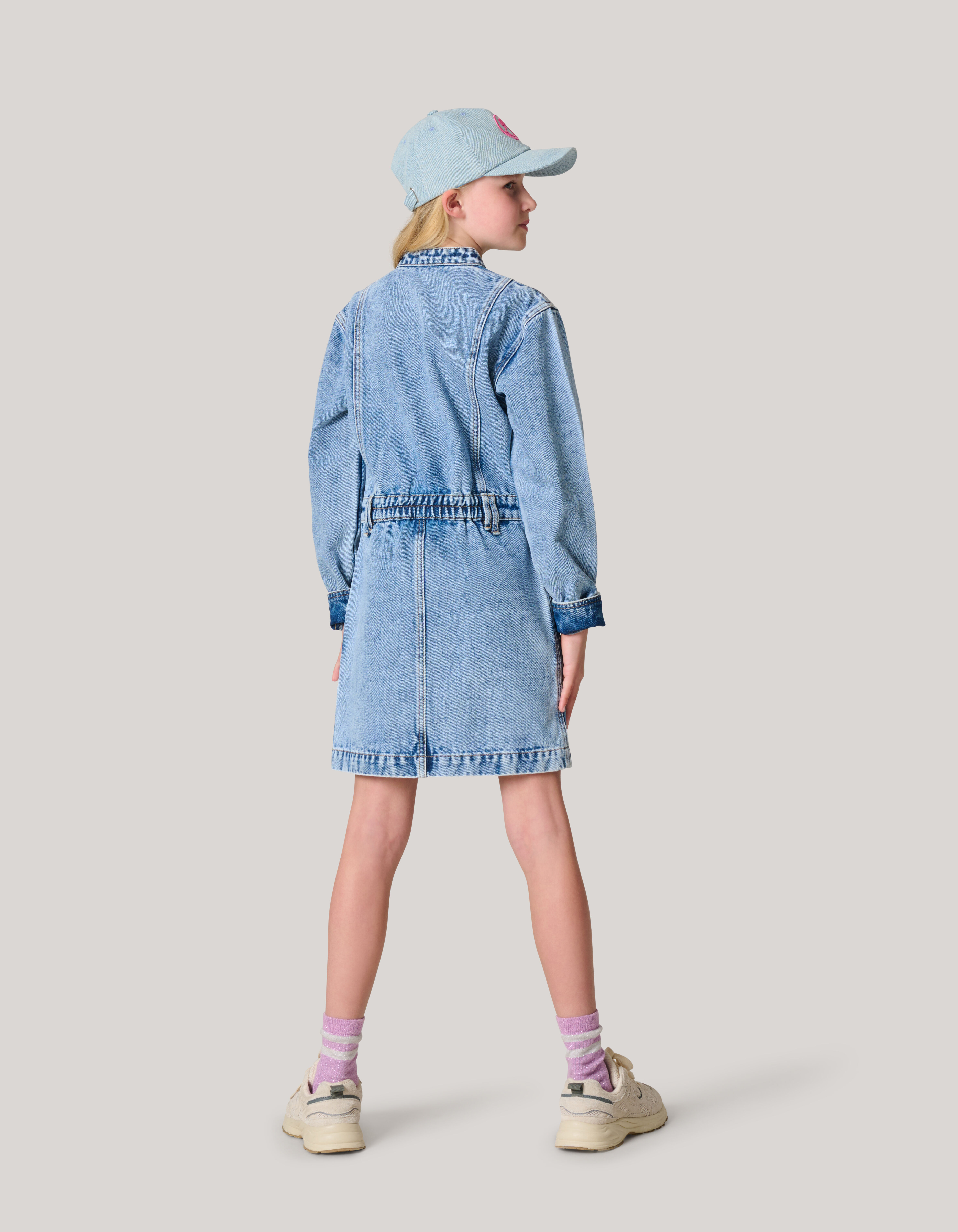 Washed Denim Jurk Blauw SHOEBY GIRLS