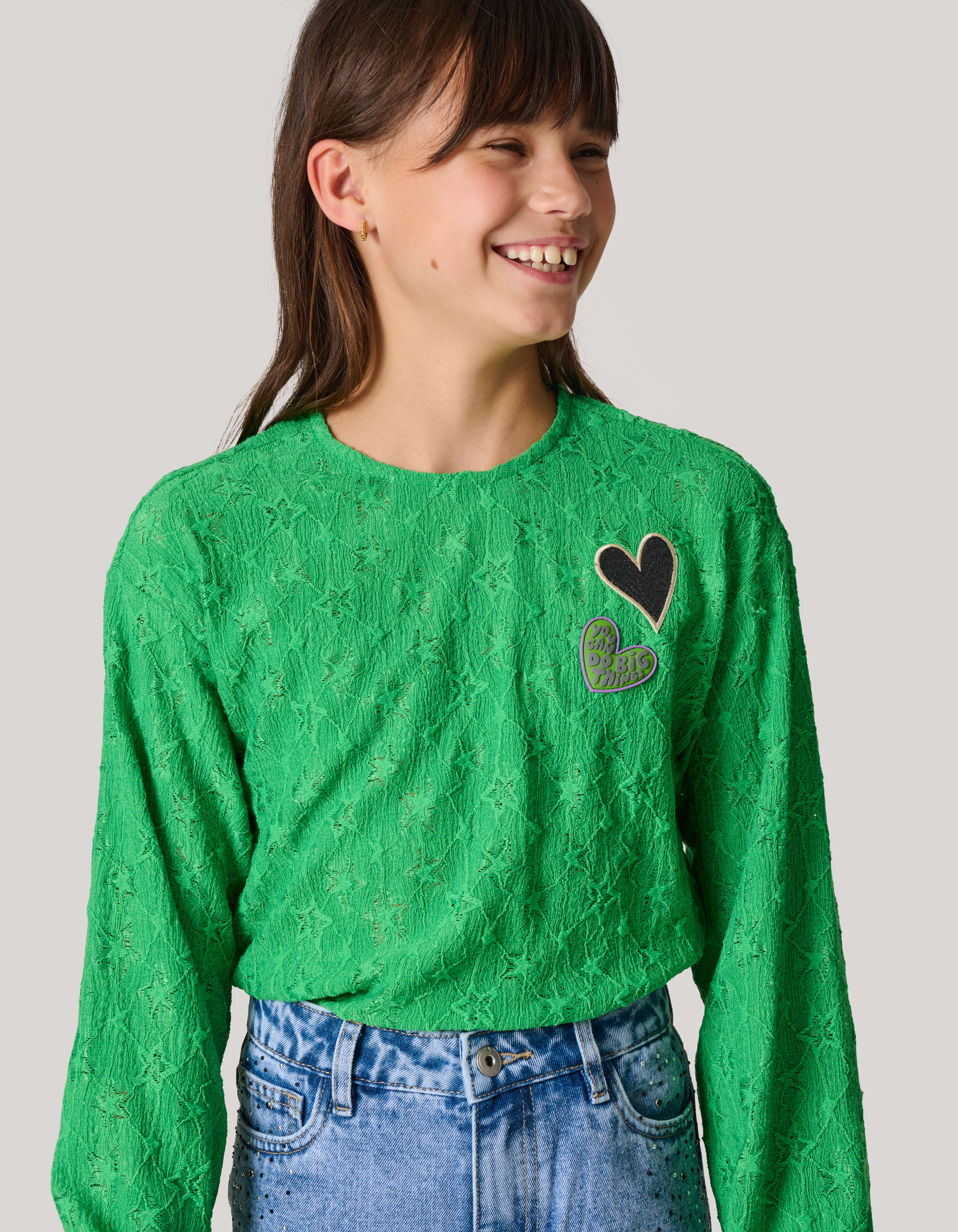 Structuur Longsleeve Groen SHOEBY GIRLS