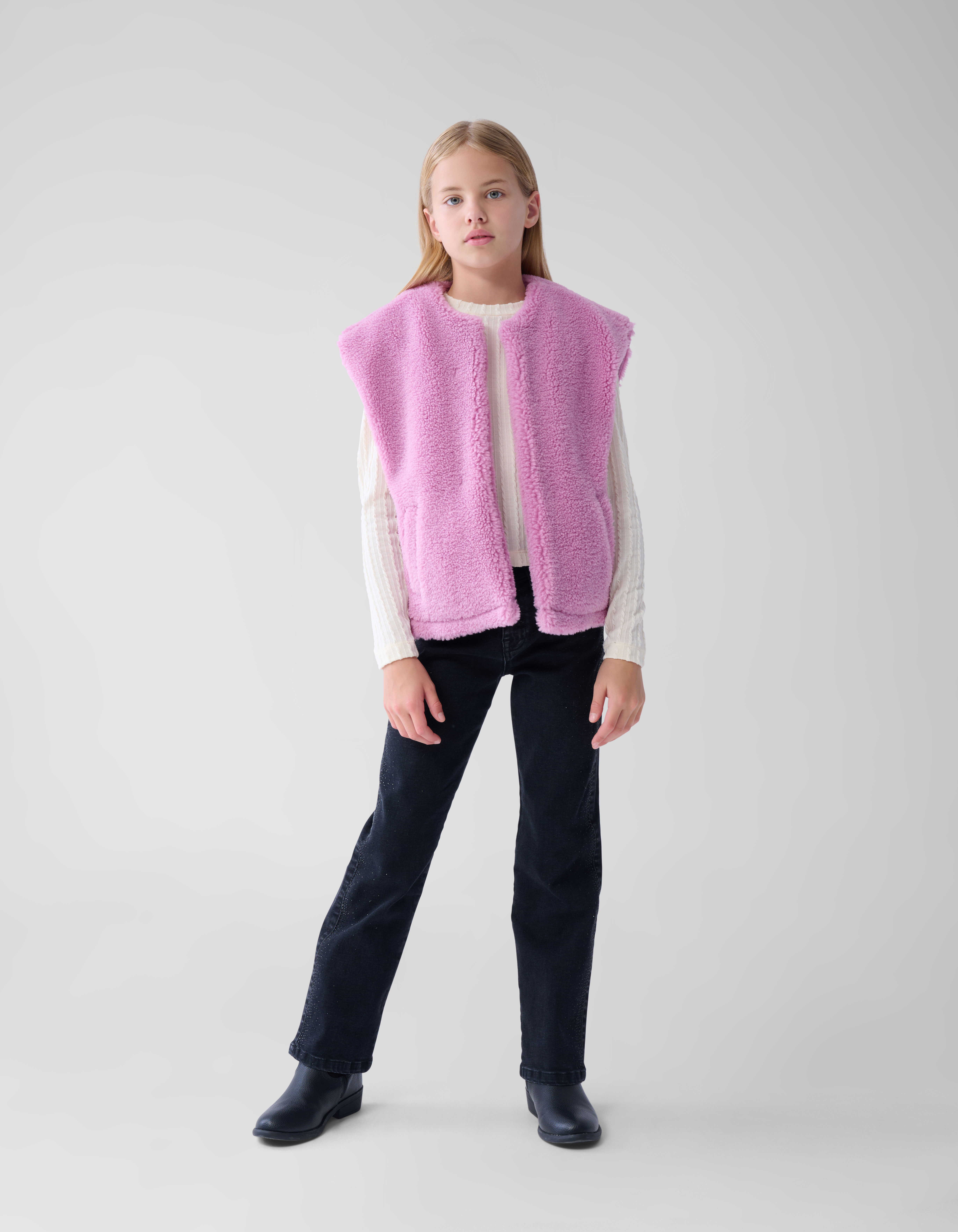 Teddy Embroidery Gilet Roze SHOEBY GIRLS