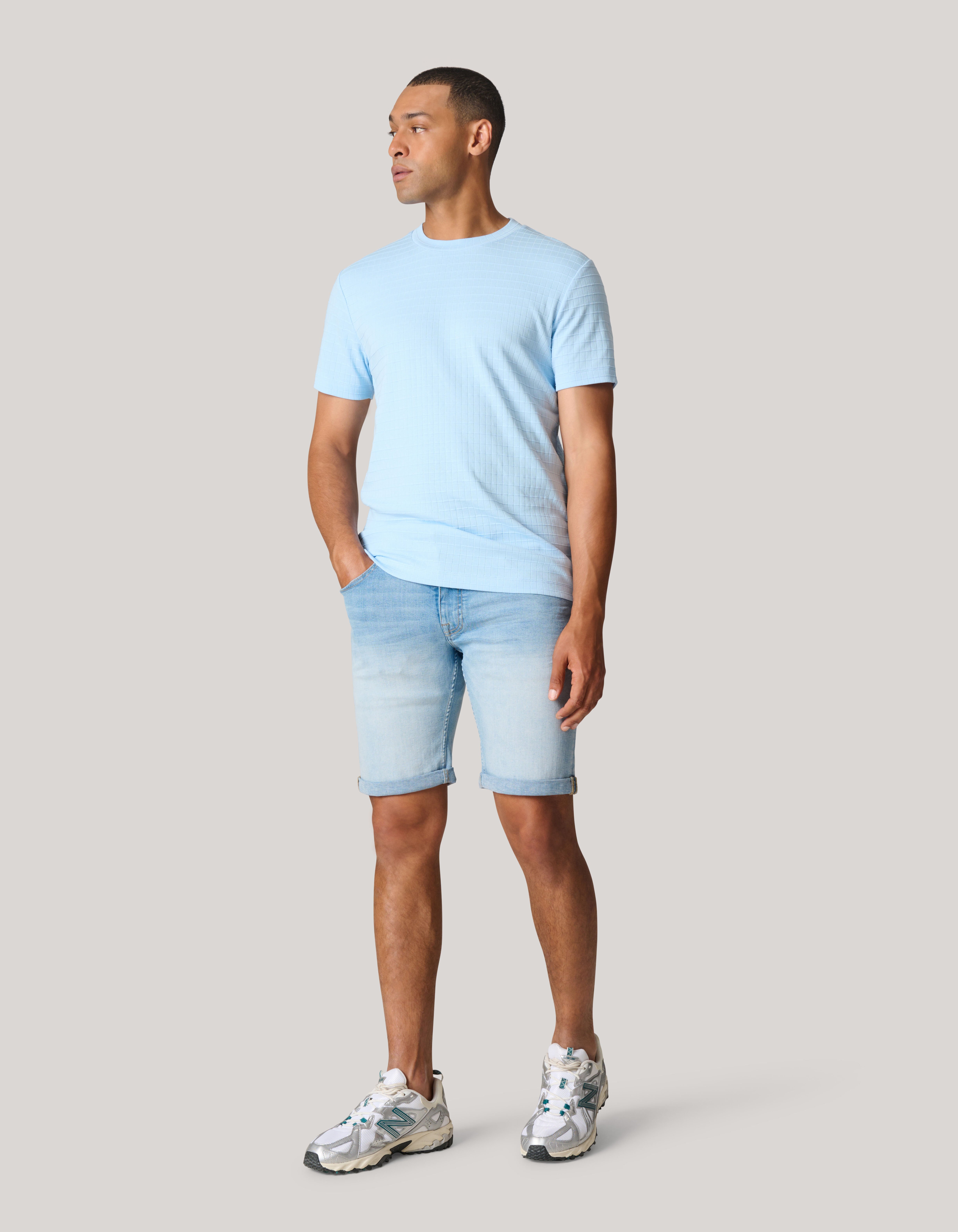 Structuur T-shirt Lichtblauw SHOEBY MEN